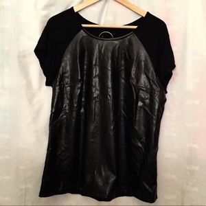 INC Faux Leather T-shirt Top